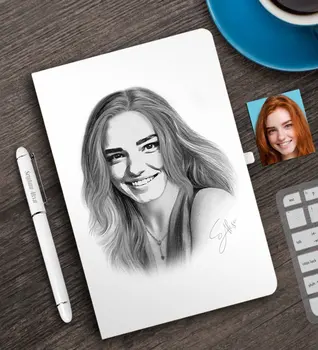 

Personalized Women 'S Abstract Charcoal Illustrative White Notebook Pen Set-22