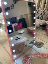 Espejo de maquillaje RUIMIO con 8/16 LEDs espejo cosmético con regulador táctil interruptor operado por batería Soporte para Baño de sobremesa viaje