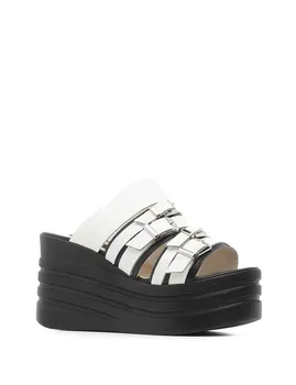 

ILVi-Genuine Leather Handmade Evor Women's Slipper Black-White Crocodile Women Shoes 2020