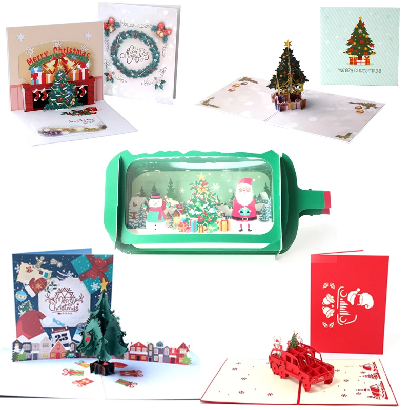  3D Pop Up Merry Christmas Gifts Cards 10 Pcs with Envelope for Party Invitation All Occasion Custom - 32947661429