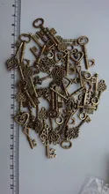 Dulce campana, 40 Uds., llaves pequeñas mezcladas, Vintage, bronce, Metal, aleación de Zinc, colgante encantador fabricación