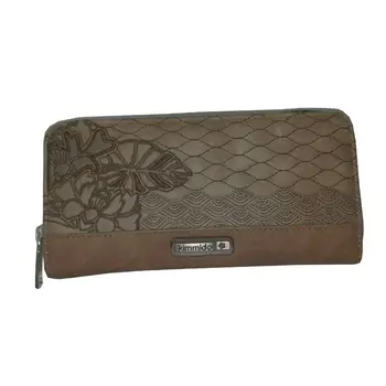 

Kimmidoll Billfold XL flower embroidery Brown