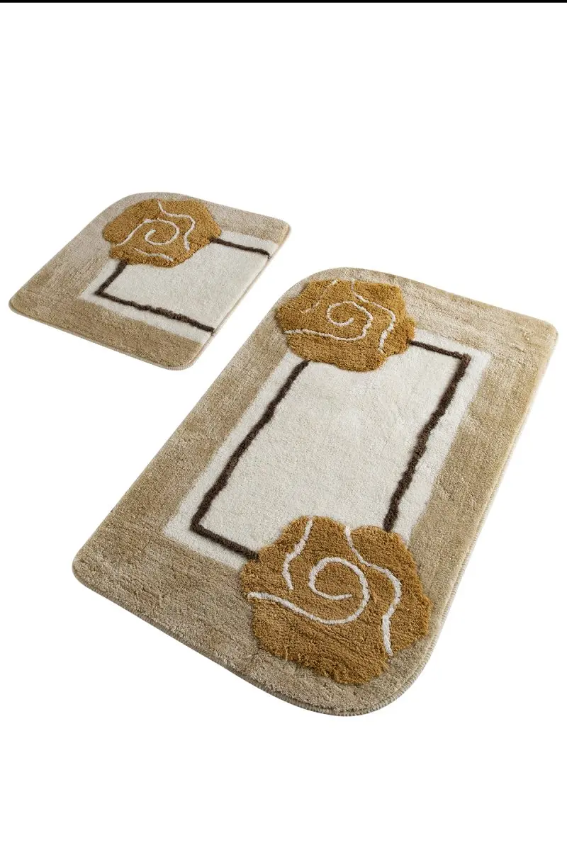 Коврики для ванной, Нескользящие, Противоскользящие коврики, Нескользящие, Нескользящие, кофейный, 2'Li, набор, 60X100 см-50X60 см