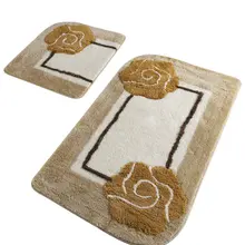 Коврики для ванной, Нескользящие, Противоскользящие коврики, Нескользящие, Нескользящие, кофейный, 2'Li, набор, 60X100 см-50X60 см