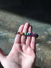 Pulsera clásica de 8mm con cuentas de piedra de Lava para hombre y mujer, cadena de 7 colores, cuerda tejida, Yoga, amistad, joyería ajustable