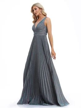 فساتين سهرة فاخرة مثيرة عميقة على شكل حرف v ترتر أزرق للنساء أنيقة على شكل حرف V لحفلات الزفاف فستان كوكتيل طويل للحفلات الراقصة 3