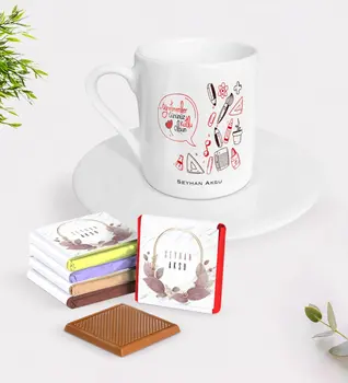 

Personalized Teachers Present-Day Happy Turkish coffee Cup and Chocolate Gift Seti-2