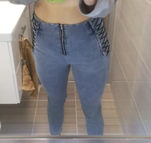 Las mujeres Pantalones vaqueros de cintura alta Mujer Sexy negro elástico azul pantalones pitillo mujer de talla grande de la cremallera lavado tejano pantalones chica