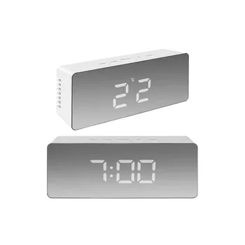 

Alarm clock. Watch. Clock with alarm. Thermometer. White Mirror 9145