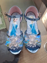 Disney-sandalias de princesa Frozen 2 para niñas, zapatos de cristal, tacón alto, pasarela, espectáculo