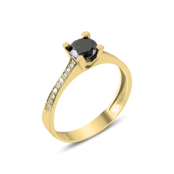

Silver 925 Sterling Black Zircon Heart Engagement Ring