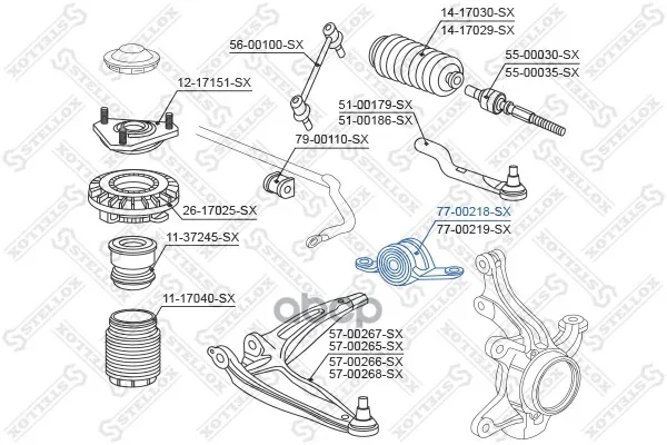 77-00218-Sx_сайлентблок Задний Переднего Левого Рычага!Honda Civic Fk 06-12 Stellox 7700218sx Stellox арт. 7700218SX
