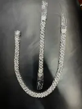 Necklace Bracelet Link Prong Rhinestones-Clasp Crystal Miami Cuban 15mm Iced-Out Mens