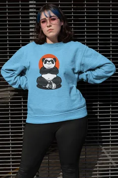 

Angemiel Wear Fighter Panda Blue Women Sweatshirts