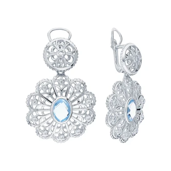 

Silver earrings with Topaz and cubic zirconia sunlight sample 925