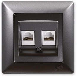 

PnpnElectrıc Gns Visage Ambiance Metallic Smoked Gray Double Data Socket (2 xRJ45 Cat5)