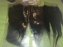 Extensiones de pelo peruano con malla, accesorio capilar liso de 2x6 con cierre de encaje y nudos blanqueados, Color Natural Remy