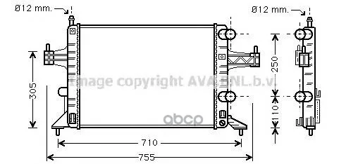 Радиатор Opel Combo 1.0-1.4 00- Ava Ola2303 Ava арт. OLA2303