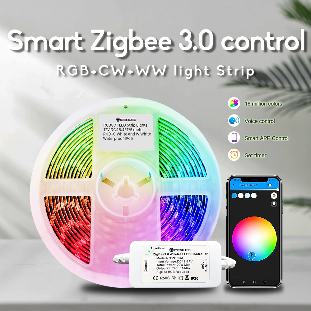 Smart Zigbee 3.0 Rgbcct Led Light Strips Controller Dimmable Ambiance Led  Kit 5m Compatible Echo Plus Alexa Voice Control - Led Strip - AliExpress