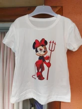 Camisetas con estampado de ratón de Minnie para mujer, camisetas informales de manga corta para niñas pequeñas, ropa a juego familiar de marca de verano