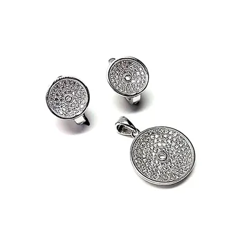 

Set 925 Sterling silver m Rhodium zircons microengaste round [AB0904]