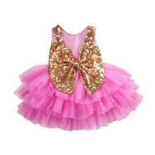 Детское платье с блестками для маленьких девочек, торжественное Пышное многослойное Тюлевое платье принцессы с оборками, вечерние платья на свадьбу и день рождения, От 2 до 7 лет