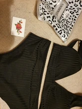 Womens Swimsuits Swimwear Bikini-Set Ribbed Push-Up Black INGAGA High-Waist Biquini