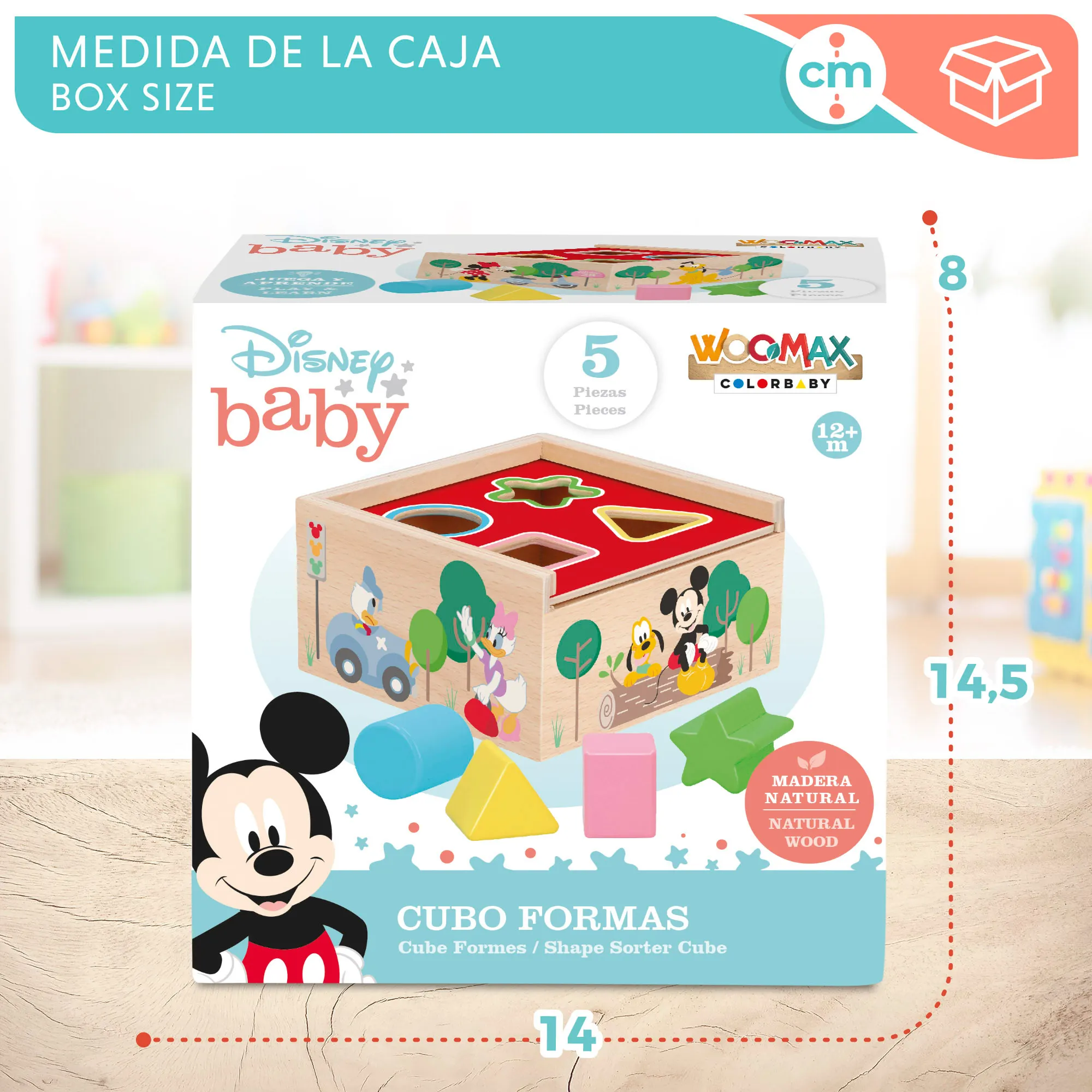 Formas y colores Cubo encajables bebé 5 Piezas Disney Juguetes para Apilar y Encajar Juguetes bebés 1 año Juego educativo Niños 1 2 años Bloques infantiles Disney