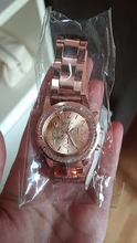 Reloj de lujo con diamantes de Ginebra para Mujer, cronógrafo de cuarzo con tachuelas de acero y tres ojos, a la moda