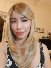 JONRENAU-Peluca de cabello sintético con flequillo para mujer, pelo largo de onda Natural resistente al calor, color rubio medio, no brillante