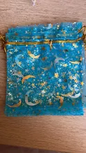 Bolsa de gasa de 50 Uds., bolsas negras de estrellas y luna de 9*12cm, paquete de organza de diseño especial, regalo de boda bronceado, paquete de joyería de dulces