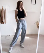 Wide Leg-Trousers Tracksuit-Pants Joggers Grey Women Clothing Y2k High-Waist Korean Fashion