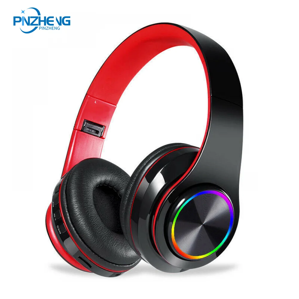 PinZheng Bluetooth Earphones Dual Stereo Wireless Headphones For Smartphone With Mic Headset LED Light Sport Gaming Headphones