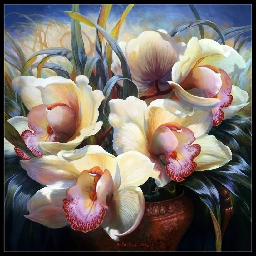 

Orchid Sonata - Counted Cross Stitch Kits - DIY Handmade Needlework for Embroidery 14 ct Cross Stitch Sets DMC Color