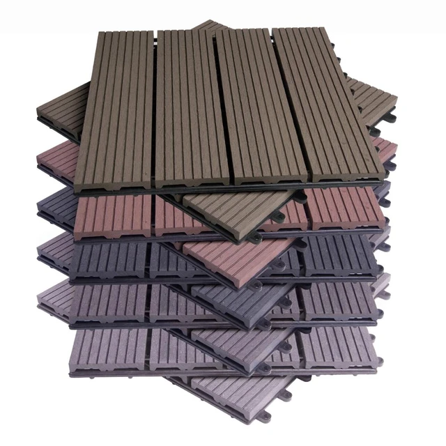 Baldosas grises para terraza 30x30cm losetas compuesto plástico de madera  WPC 11 piezas x 1m² azulejos balcón jardín