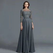 

Laxsesu Chiffon Mother Of The Bride Dresses Lace Long Sleeves Wedding Party Gowns 2022 Beading Wedding Guest Gowns Full Length