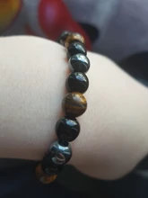 Pulsera de piedra Natural con Triple protección, brazalete de hematita y obsidiana negra, Ojo de Tigre