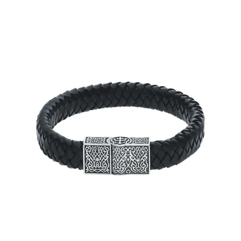 

Silver Bracelet with sunlight leather sample 925