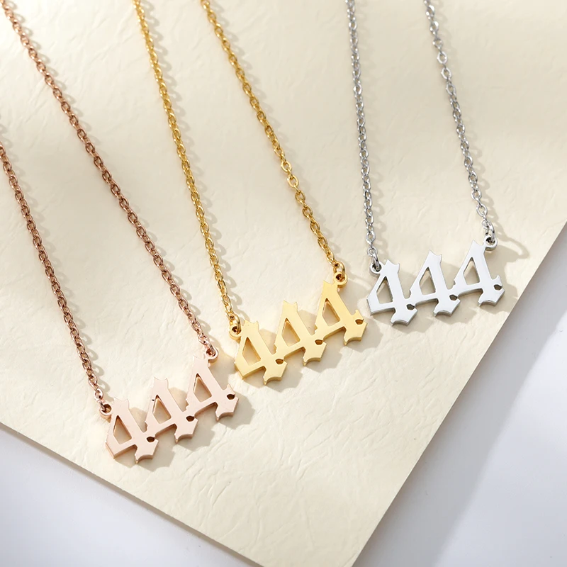 Dainty 444 Angel Number Necklace Gold or Silver CZ | Necklace, Number  necklace, Gold necklace