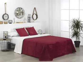 

NOVOTEXTIL Home bedspread Sherpa plain velvet + tassel with square Garnet