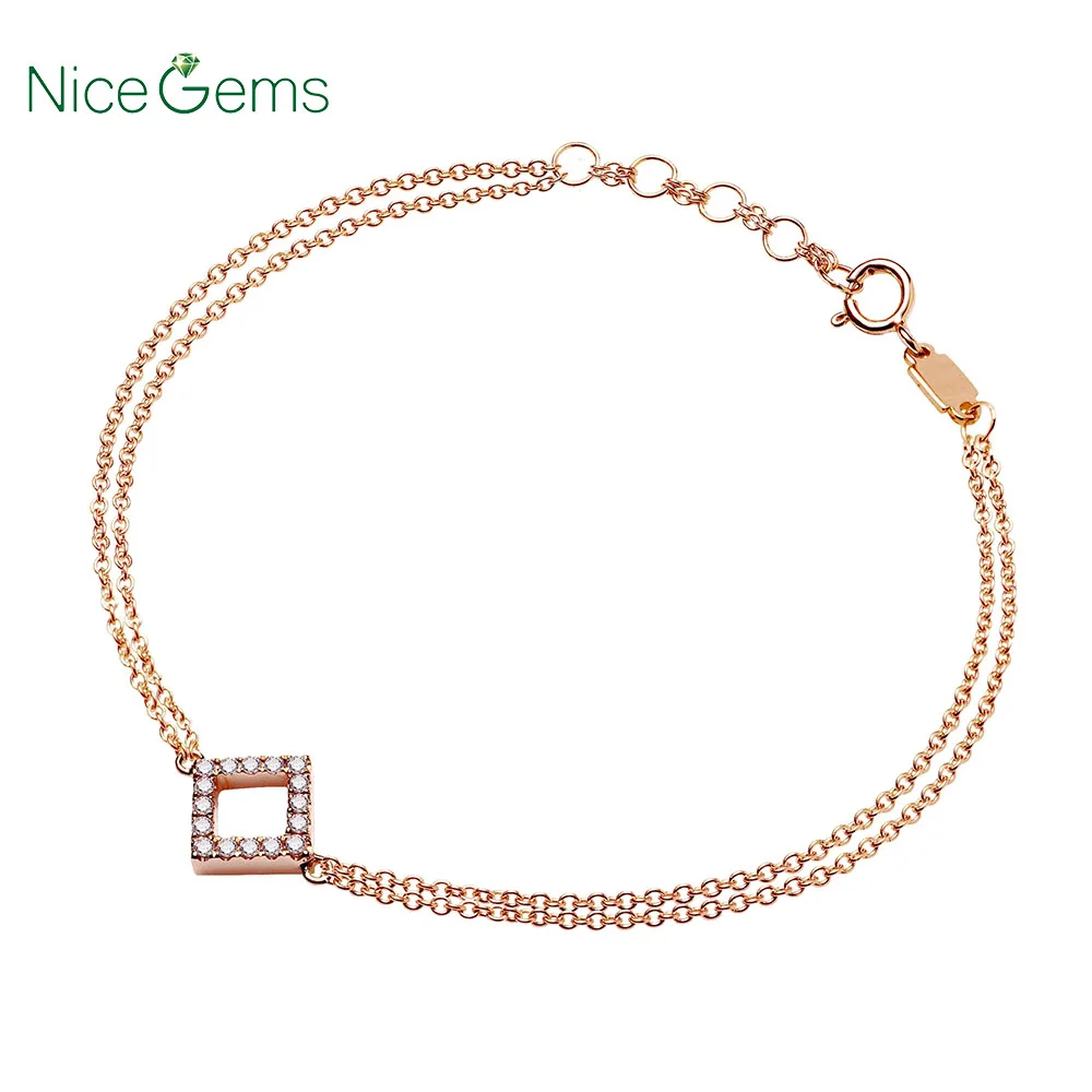 NiceGems твердый браслет из розового золота 18K с бриллиантами