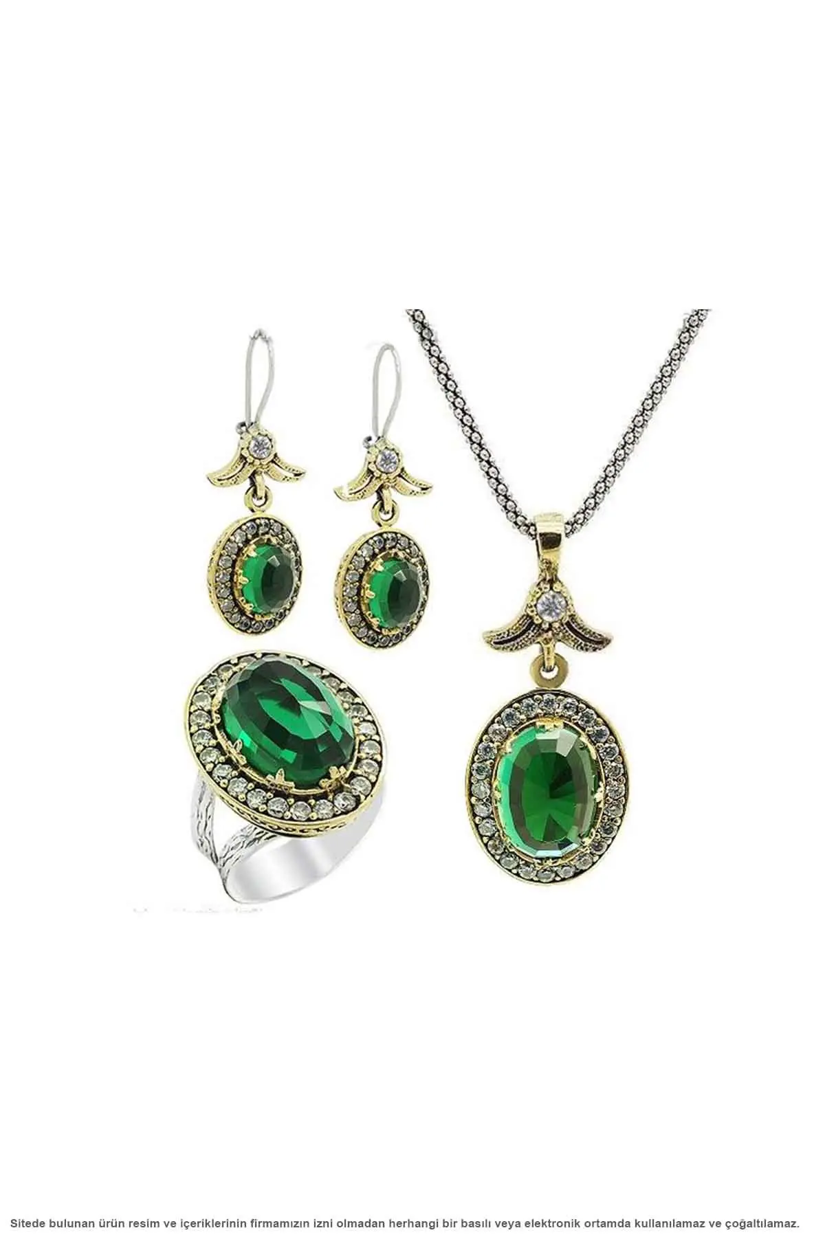 

Jade Stone Silver Triple Set Authentic Jewelry