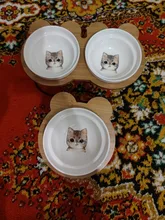 New High-end Pet Bowl Bamboo Shelf Ceramic Feeding and Drinking Bowls for Dogs and Cats