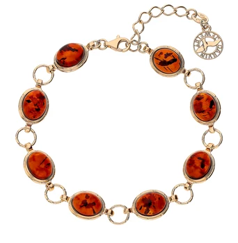 

Silver Bracelet with amber sunlight sample 925