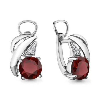 

Silver earrings with garnet and cubic zirconia