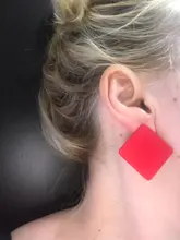 CWEEL-pendientes de tuerca para mujer, joyería de tendencia redonda, Estilo Vintage, gran círculo acrílico, bohemios, grandes colores geométricos, accesorios rojos