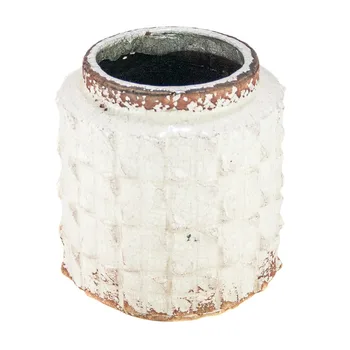 

JARRON CERAMICA GRANDE cracked white worn 18X18