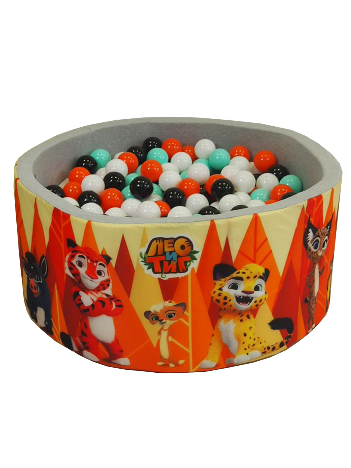 DRY POOL "Leo and Тиг Gray with orange tree" выс. 40 cm with ball. 200 PCs(mint, white, black, orange