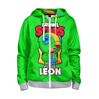 

Children's sweatshirt 3D with zipper Brawl Stars Leon