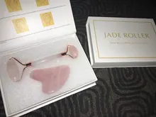 Rodillo de Jade de cuarzo rosa para masaje Facial, masajeador adelgazante Facial, piedra de Jade Natural, conjunto de belleza para el cuidado de la piel